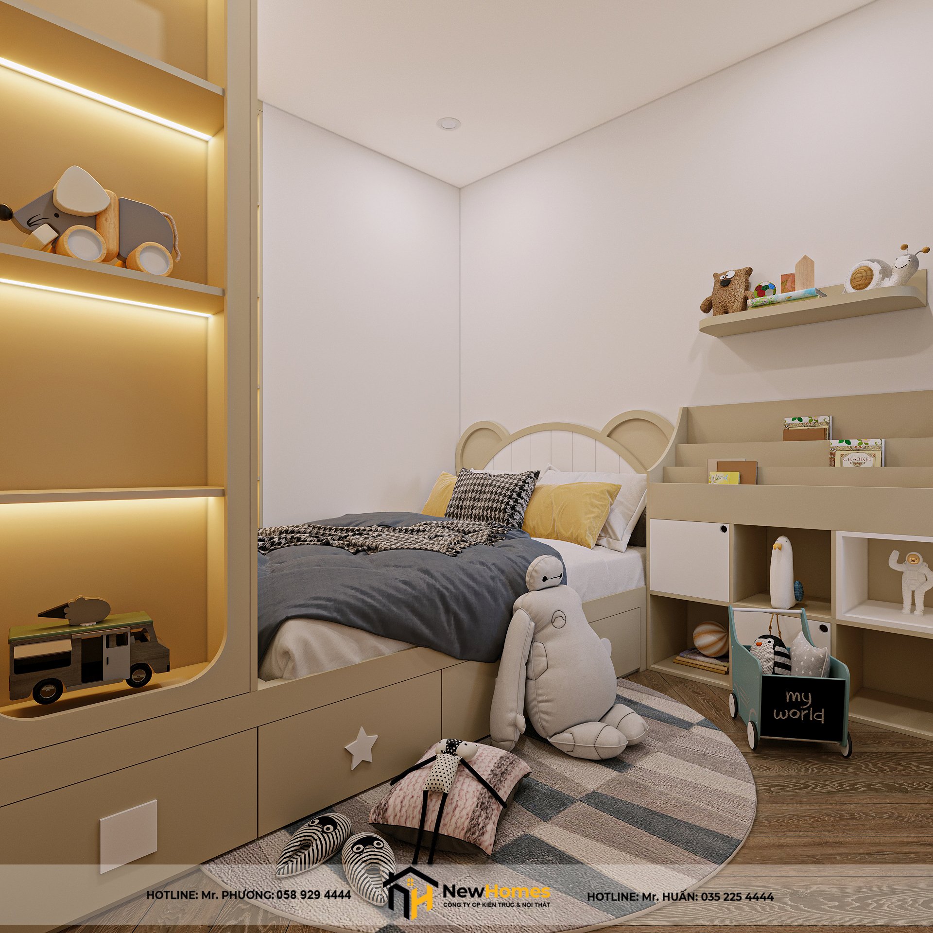 Thiết kế nội thất phòng ngủ đáng yêu cho bé trai và bé gái